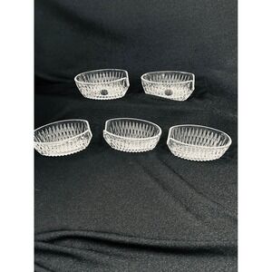 Princess House Lead Crystal 5pc Small Oval Dish Spoon Utensil Holder Bowl